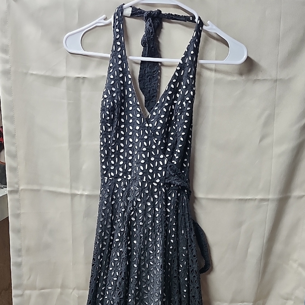 Womens Wrap Style Eyelet Halter Dress Size S
